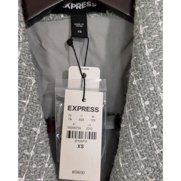 EXPRESS Puritan Gray Cropped Tweed Jacket Size XS NWT - Picture 8 of 9